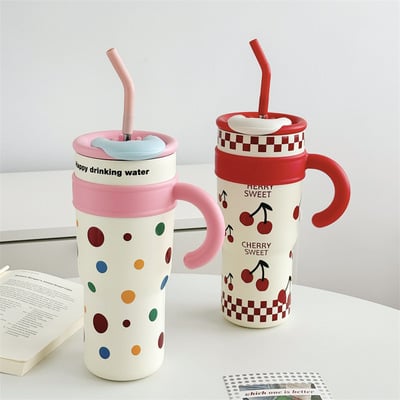 1200ml stainless steel tumbler mug with lid and straw