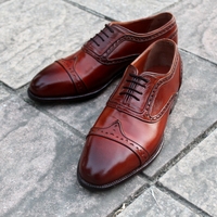 Crafted Leather Classic Handmade Brown Leather Wingtip Dress Shoes - Thumbnail 3