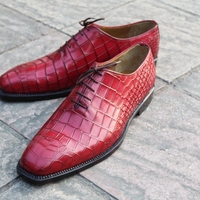 Crafted Leather Classic Handmade Red Crocodile/Alligator Leather Dress Shoes - Thumbnail 1