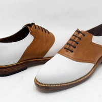 Crafted Leather Stunning Handmade Brown White Leather Oxford Dress Shoes - Thumbnail 1