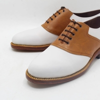Crafted Leather Stunning Handmade Brown White Leather Oxford Dress Shoes - Thumbnail 2