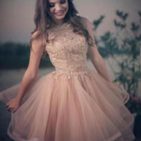 Cute A Line Tulle Lace Homecoming Dresses  - Thumbnail 1