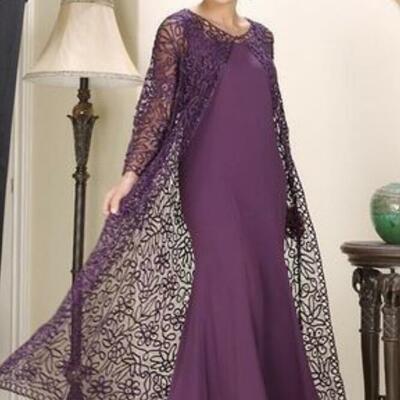 Purple mother of bride/ groom dress with shawl evening formal gowns prom dress