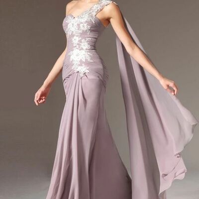 Simple mother of bride/ groom dress sheath one shoulder lace evening formal gowns prom dress