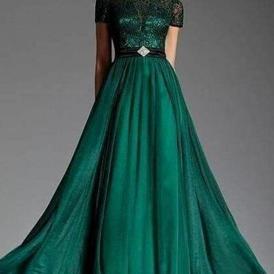 Simple green mother of bride/ groom dress lace evening formal gowns prom dress