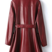 Chic Women's Leather Trench Coat - Thumbnail 2