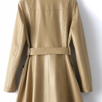 Chic Women's Leather Trench Coat - Thumbnail 6
