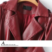 Chic Women's Leather Trench Coat - Thumbnail 4