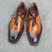 Crafted Leather Classic Men Brown Patina Black Shaded Leather Oxford Dress Shoes