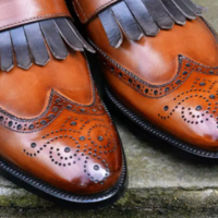 New Handmade Leather Wingtip Brogue Fringes Monk Strap Dress Shoes For Men's - Thumbnail 1