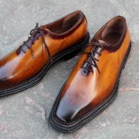 Crafted Leather Classic Men Brown Patina Black Shaded Leather Oxford Dress Shoes - Thumbnail 3