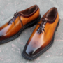 Crafted Leather Classic Men Brown Patina Black Shaded Leather Oxford Dress Shoes-3