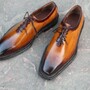 Crafted Leather Classic Men Brown Patina Black Shaded Leather Oxford Dress Shoes-4