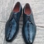 Crafted Leather Classic Blue Exotic Crocodile Hornback Derby Oxford Dress Shoes-3