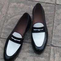 Crafted Leather Classic New Handmade Men Black Crocodile White Leather Loafers Moccasin Dress Formal Shoes - Thumbnail 5