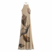Elegant and fashionable printed tulle halterneck dress - Thumbnail 4
