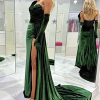 Chic Mermaid Sweetheart Velvet Green Prom Dresses,PD240107 - Thumbnail 1