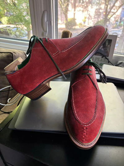 Reddish Berry Suede Festival Handmade Lace Up Shoes For Men