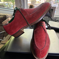 Reddish Berry Suede Festival Handmade Lace Up Shoes For Men - Thumbnail 1