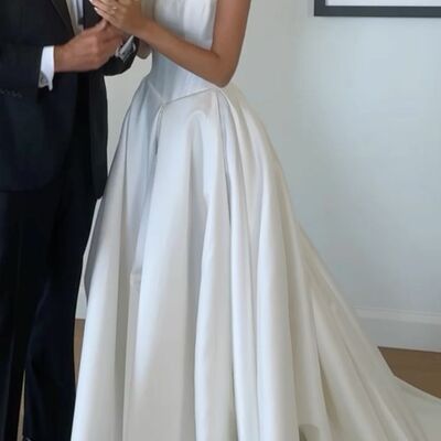 Simple ball gown puffy beach boho wedding dress bridal gowns  - Thumbnail 1