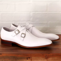 Handmade Mens White Buckle Shoes, Men Oxford Dress Shoes, Shoes for Men - Thumbnail 2