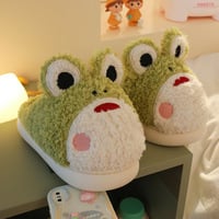 Cute Frog Plush Slippers - Thumbnail 2