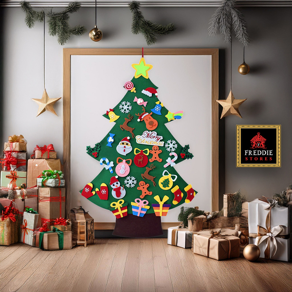 Unique Felt Christmas Tree for Kids - DIY Christmas Decoration with 33 Ornaments - Perfect for Festive Fun!