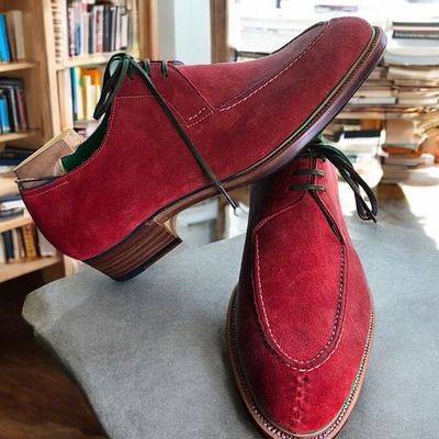 Specially style for christmas event red lace up handmade shoes red shoes lover collection