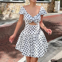 Sexy hot girl slim one shoulder tube top hollow dress - Thumbnail 8