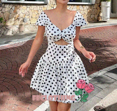 Sexy hot girl slim one shoulder tube top hollow dress