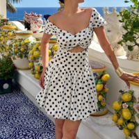 Sexy hot girl slim one shoulder tube top hollow dress - Thumbnail 4