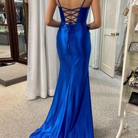 Mermaid Royal Blue Scoop Neck Prom Dresses,PD240110 - Thumbnail 2