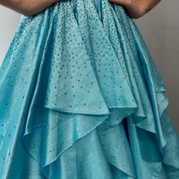 Ball Gown V Neck Organza Ruffle Long Prom Dresses,PD240112 - Thumbnail 3