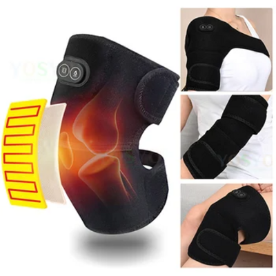 Electric heated shoulder brace with vibration massage adjustable protective