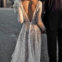 Elegant A Line Sequins Lace Beach Boho Wedding Dress Bridal Gowns  - Thumbnail 1