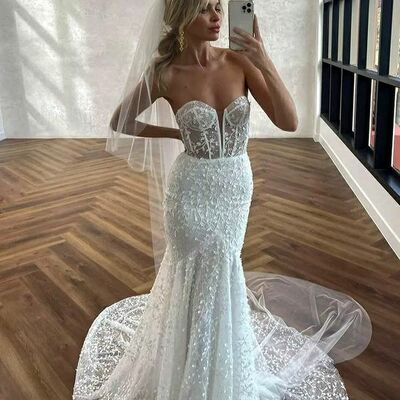 Simple sheath lace appliques beach boho wedding dress bridal gowns  - Thumbnail 2
