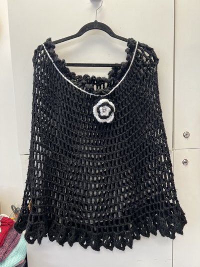 Black Crocheted Poncho