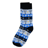 Men's Blue Hanukkah Novelty Socks Gift for Dad Gift Hanukkah Celebration Hanukkah Clothes Jewish Socks Star of David - Thumbnail 1