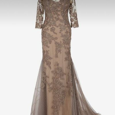 Elegant grey mother of bride/ groom dress mermaid lace appliques evening formal gowns prom dress