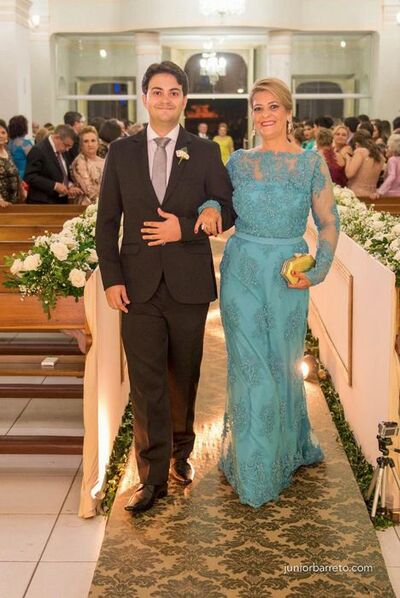 Elegant Mother of Bride/ Groom Dress Blue Lace Appliques Evening Formal Gowns Prom Dress