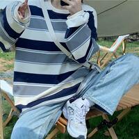 Color Block Stripe Oversized T-shirt - Thumbnail 1