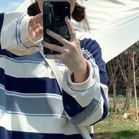 Color Block Stripe Oversized T-shirt - Thumbnail 2