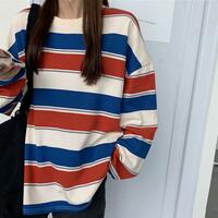 Color Block Stripe Oversized T-shirt - Thumbnail 6