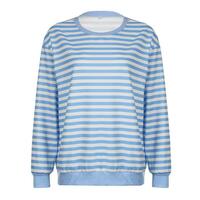 Blue White Stripe Casual Sweatshirt - Thumbnail 4