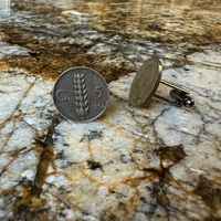 Cufflinks For Men Rare Italy Coin Cuff Links Authentic 5 Centesimi Marcos 1920-1934 Villa Italy Italia Rome Italian Coin Naples Venice Rome - Thumbnail 1