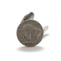 Native American Head Bison Nickel Cufflinks Minted in 1913-1938 United states Early Coin Cuff Links Backing America Frontier - Thumbnail 1