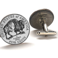 Uncirculated Buffalo Nickels Cufflinks 2005 Minted in the US Westward Journey Series Gift for Dad America Frontier Cuff Links American Bison - Thumbnail 1