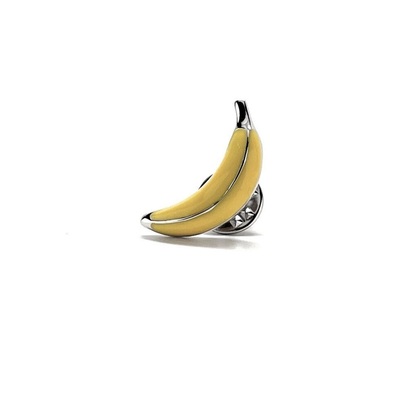 Going bananas lapel pin silver and yellow enamel pin banana fruit tie pin tack banana loving fun backpack pin