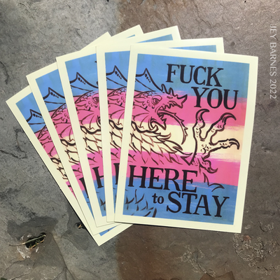 Here to stay stickers 5-pack