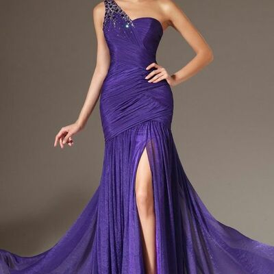 Elegant mother of bride/ groom dress one shoulder evening formal gowns prom dress